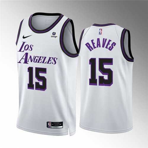 Mens Los Angeles Lakers #15 Austin Reaves White City Edition Stitched Basketball Jersey Dzhi